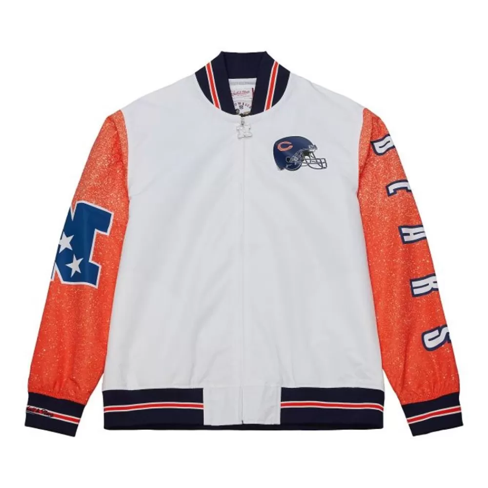 Apparel Mitchell & Ness Jackets & Outerwear-Team Burst Warm Up Jacket Chicago Bears