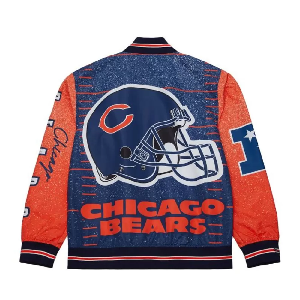 Apparel Mitchell & Ness Jackets & Outerwear-Team Burst Warm Up Jacket Chicago Bears