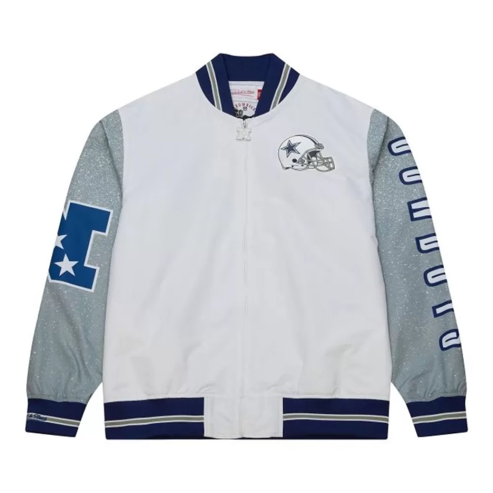 Apparel Mitchell & Ness Jackets & Outerwear-Team Burst Warm Up Jacket Dallas Cowboys