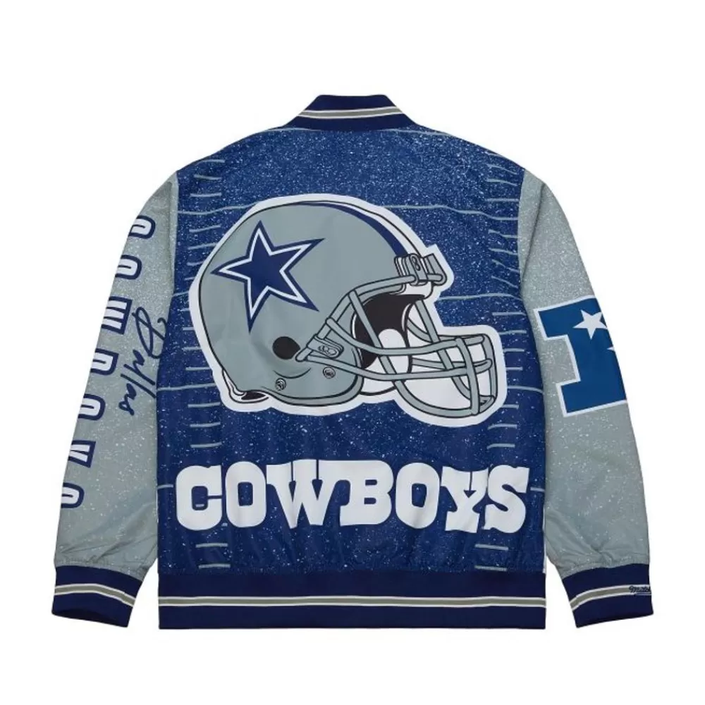 Apparel Mitchell & Ness Jackets & Outerwear-Team Burst Warm Up Jacket Dallas Cowboys