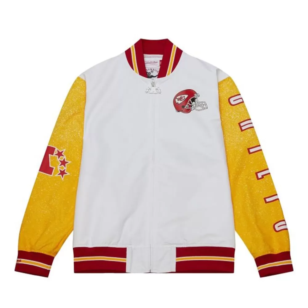 Apparel Mitchell & Ness Jackets & Outerwear-Team Burst Warm Up Jacket Kansas City Chiefs