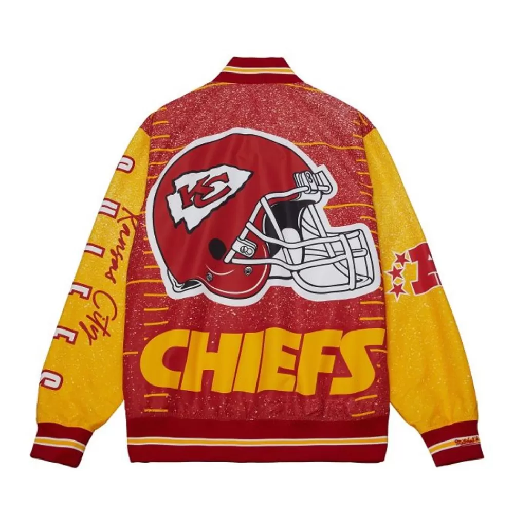 Apparel Mitchell & Ness Jackets & Outerwear-Team Burst Warm Up Jacket Kansas City Chiefs