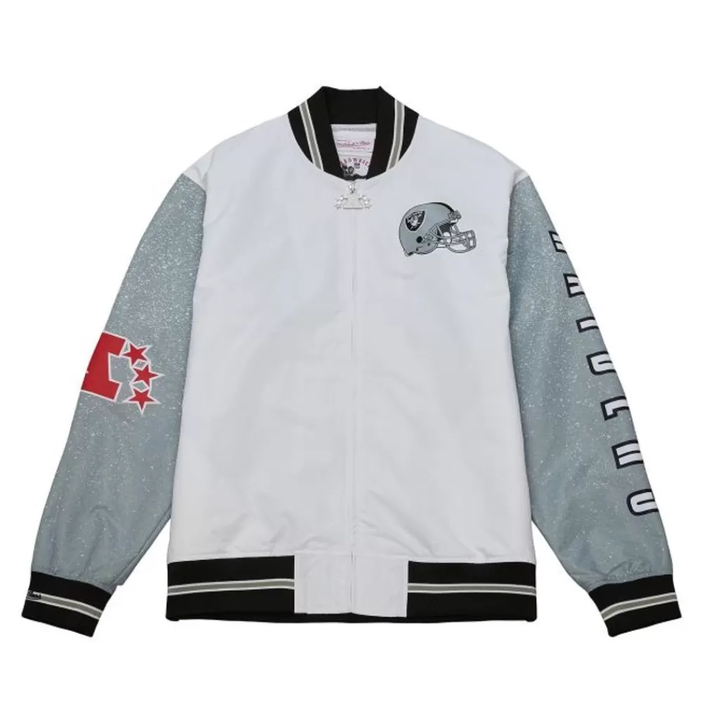 Apparel Mitchell & Ness Jackets & Outerwear-Team Burst Warm Up Jacket Los Angeles Raiders