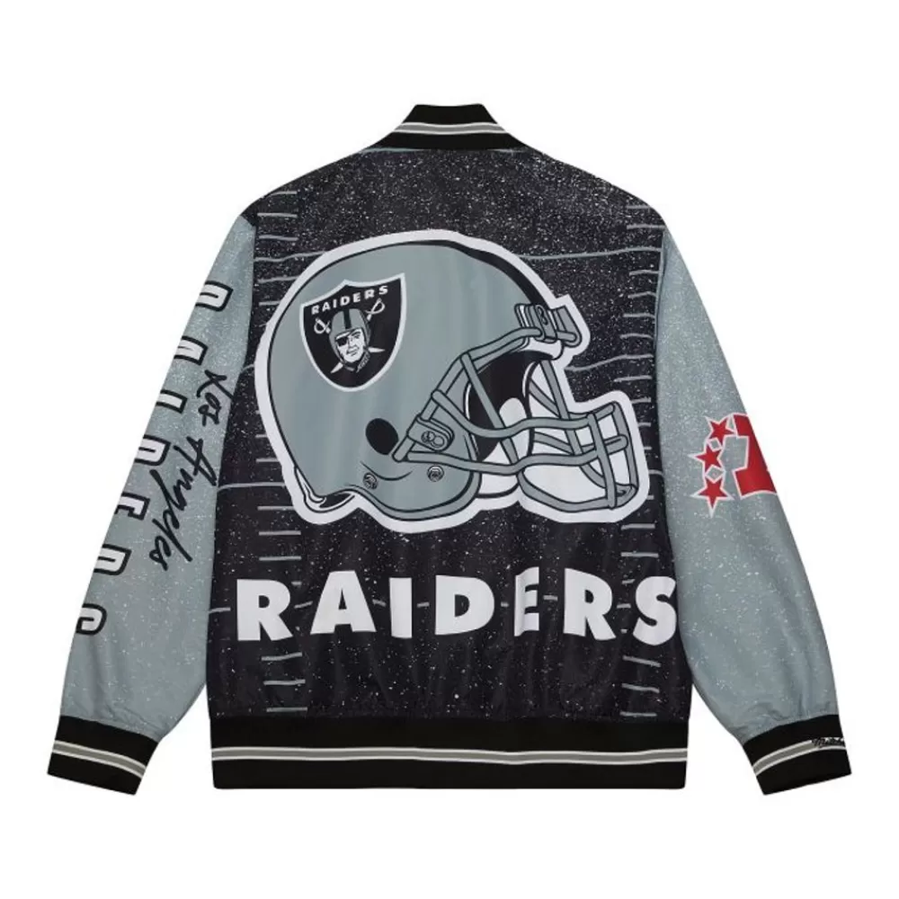 Apparel Mitchell & Ness Jackets & Outerwear-Team Burst Warm Up Jacket Los Angeles Raiders