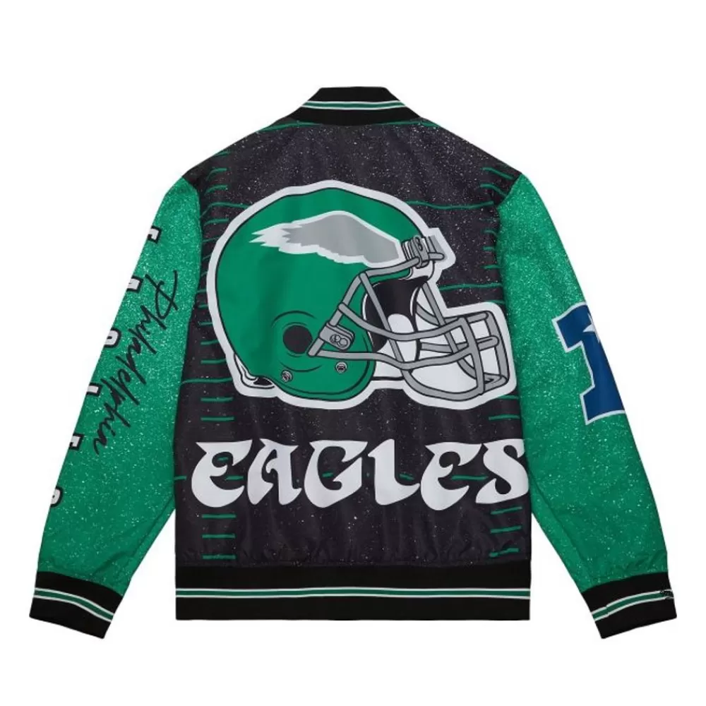 Apparel Mitchell & Ness Jackets & Outerwear-Team Burst Warm Up Jacket Philadelphia Eagles