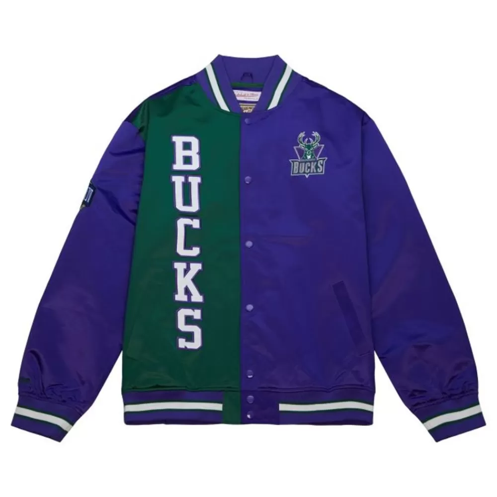 Apparel Mitchell & Ness Jackets & Outerwear-Team Og 2.0 Lightweight Satin Jacket Milwaukee Bucks