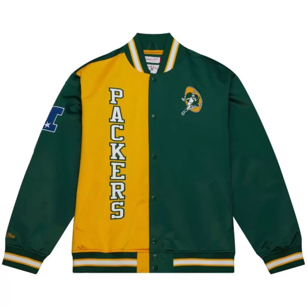 Apparel Mitchell & Ness Jackets & Outerwear-Team Og Lw Satin Jacket Green Bay Packers