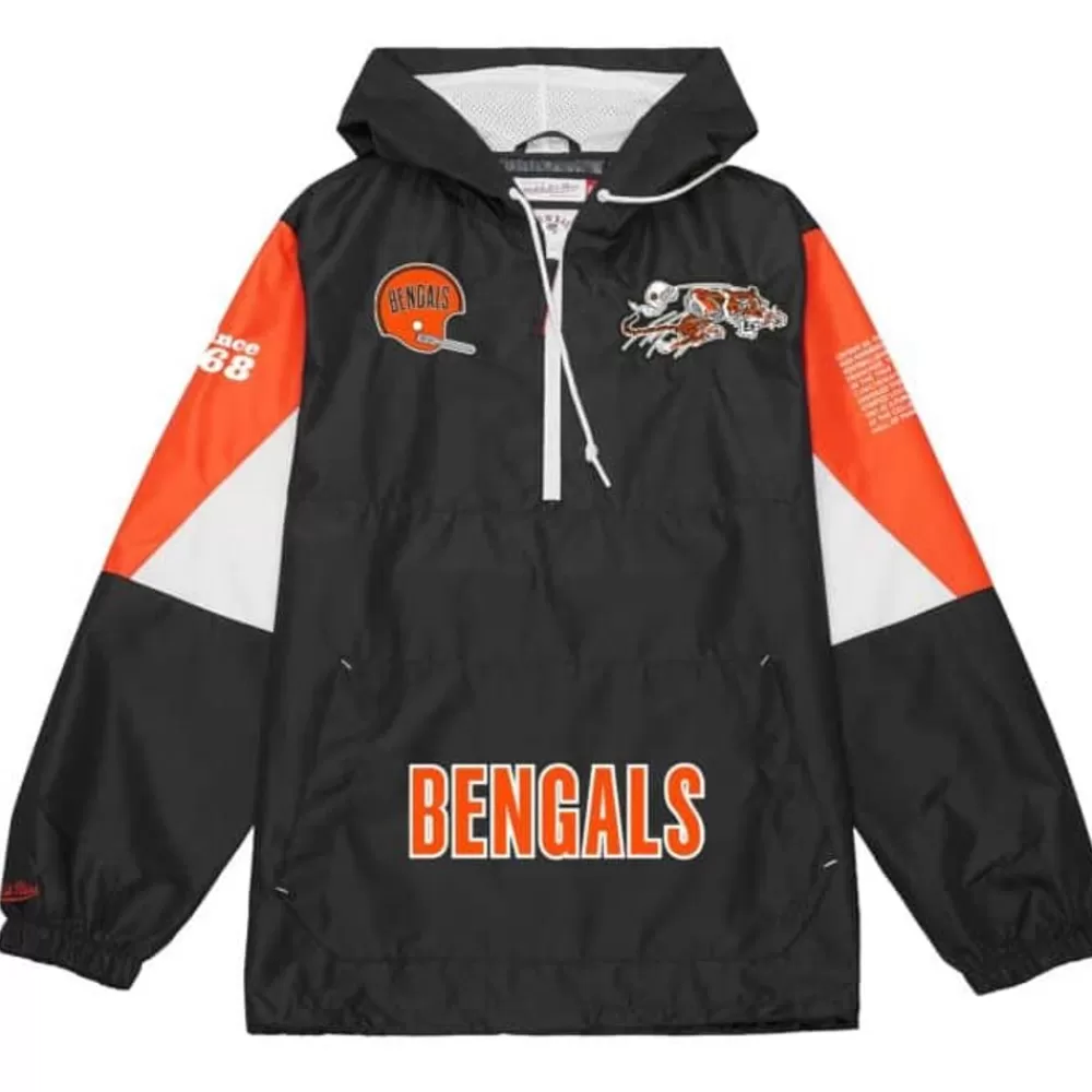 Apparel Mitchell & Ness Jackets & Outerwear-Team Origins Pullover Anorak Cincinnati Bengals