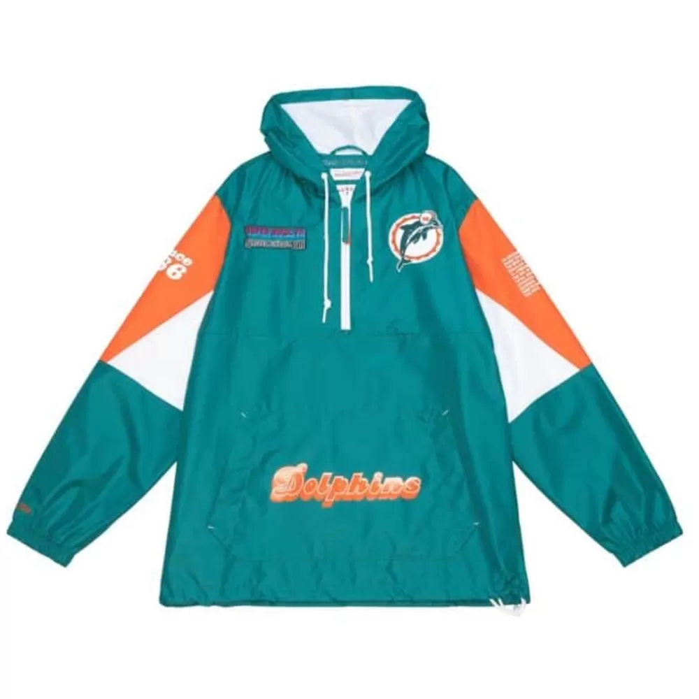 Apparel Mitchell & Ness Jackets & Outerwear-Team Origins Pullover Anorak Miami Dolphins