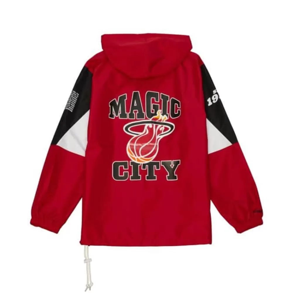 Apparel Mitchell & Ness Jackets & Outerwear-Team Origins Pullover Anorak Miami Heat