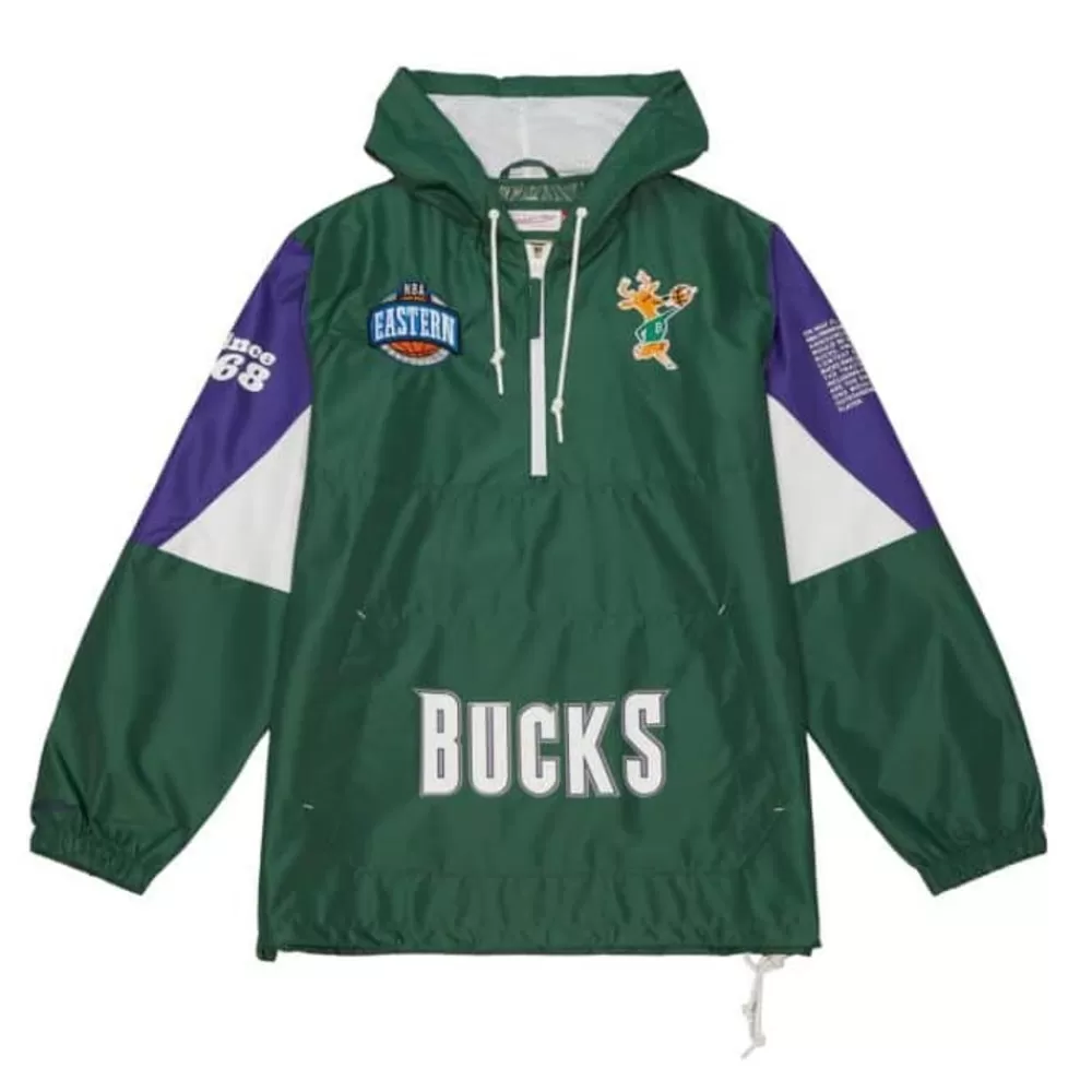 Apparel Mitchell & Ness Jackets & Outerwear-Team Origins Pullover Anorak Milwaukee Bucks