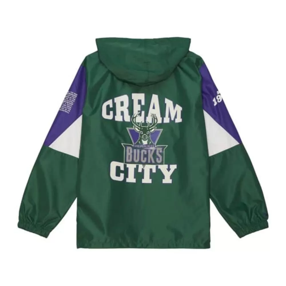 Apparel Mitchell & Ness Jackets & Outerwear-Team Origins Pullover Anorak Milwaukee Bucks