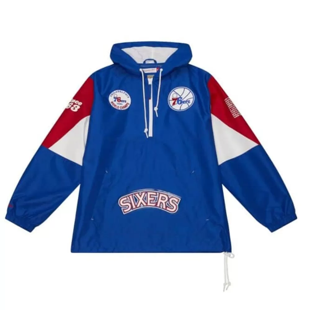 Apparel Mitchell & Ness Jackets & Outerwear-Team Origins Pullover Anorak Philadelphia 76Ers