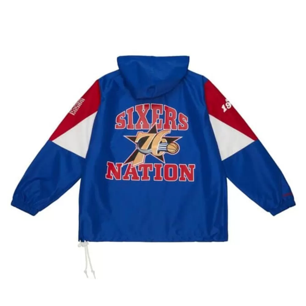 Apparel Mitchell & Ness Jackets & Outerwear-Team Origins Pullover Anorak Philadelphia 76Ers