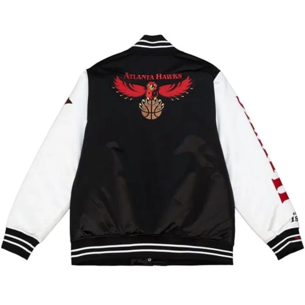 Apparel Mitchell & Ness Jackets & Outerwear-Team Origins Varsity Satin Jacket Atlanta Hawks