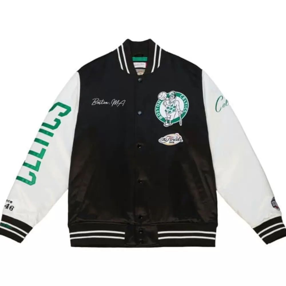 Apparel Mitchell & Ness Jackets & Outerwear-Team Origins Varsity Satin Jacket Boston Celtics