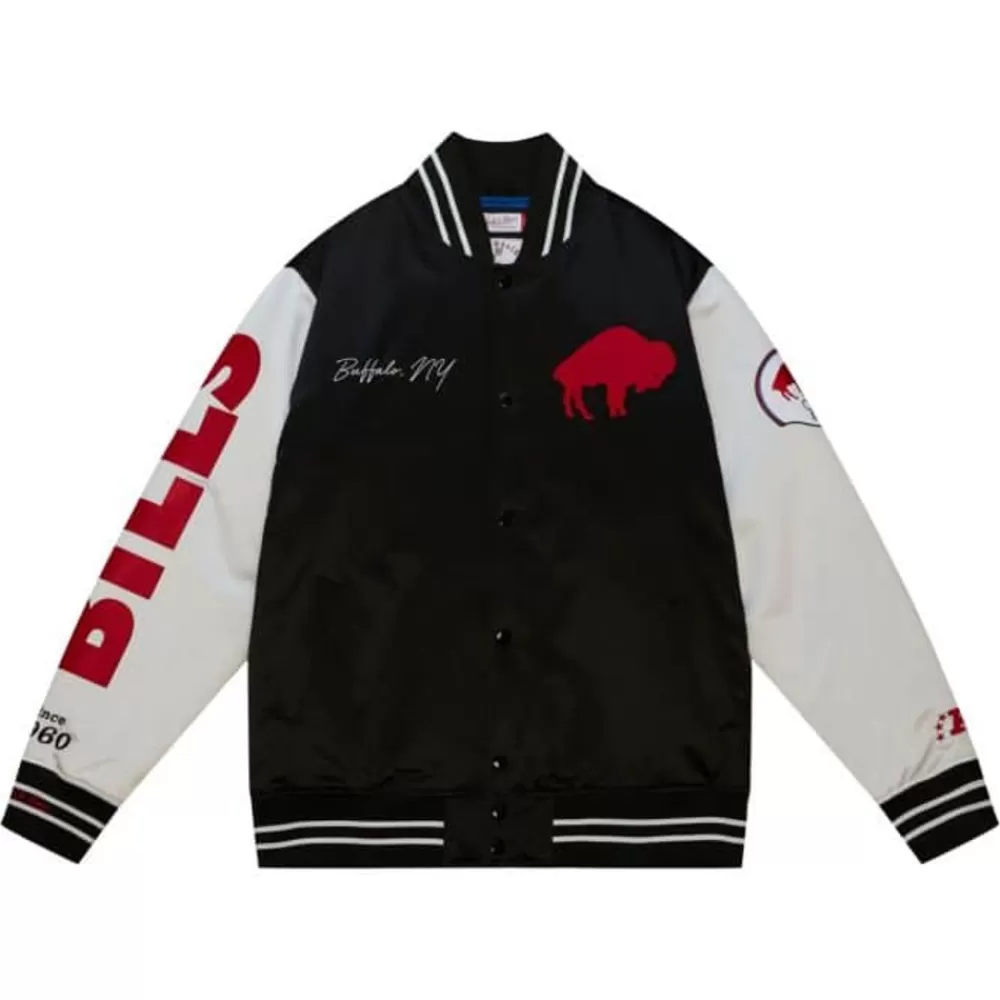 Apparel Mitchell & Ness Jackets & Outerwear-Team Origins Varsity Satin Jacket Buffalo Bills