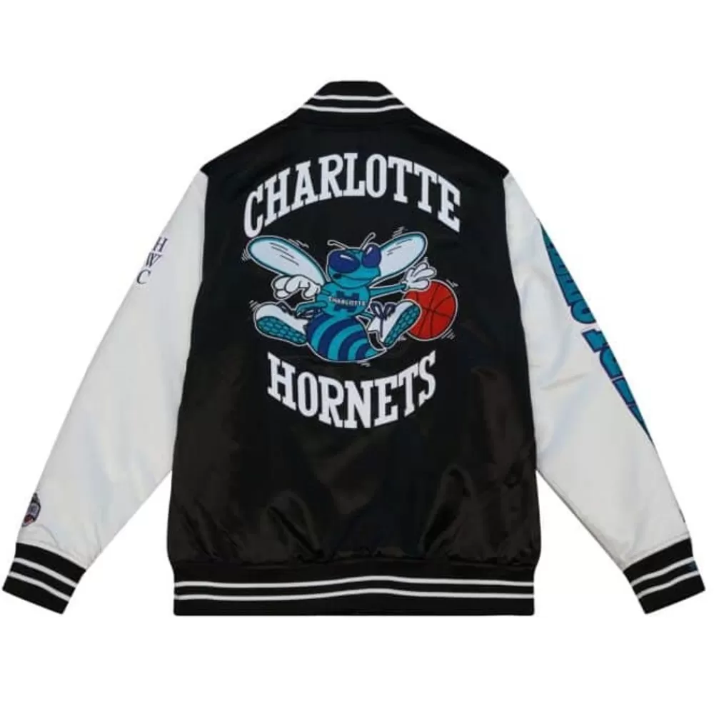 Apparel Mitchell & Ness Jackets & Outerwear-Team Origins Varsity Satin Jacket Charlotte Hornets