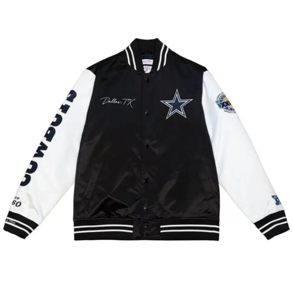 Apparel Mitchell & Ness Jackets & Outerwear-Team Origins Varsity Satin Jacket Dallas Cowboys