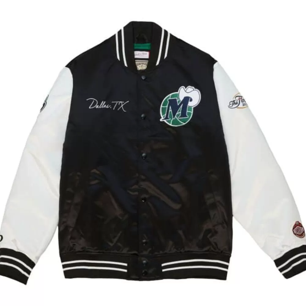 Apparel Mitchell & Ness Jackets & Outerwear-Team Origins Varsity Satin Jacket Dallas Mavericks