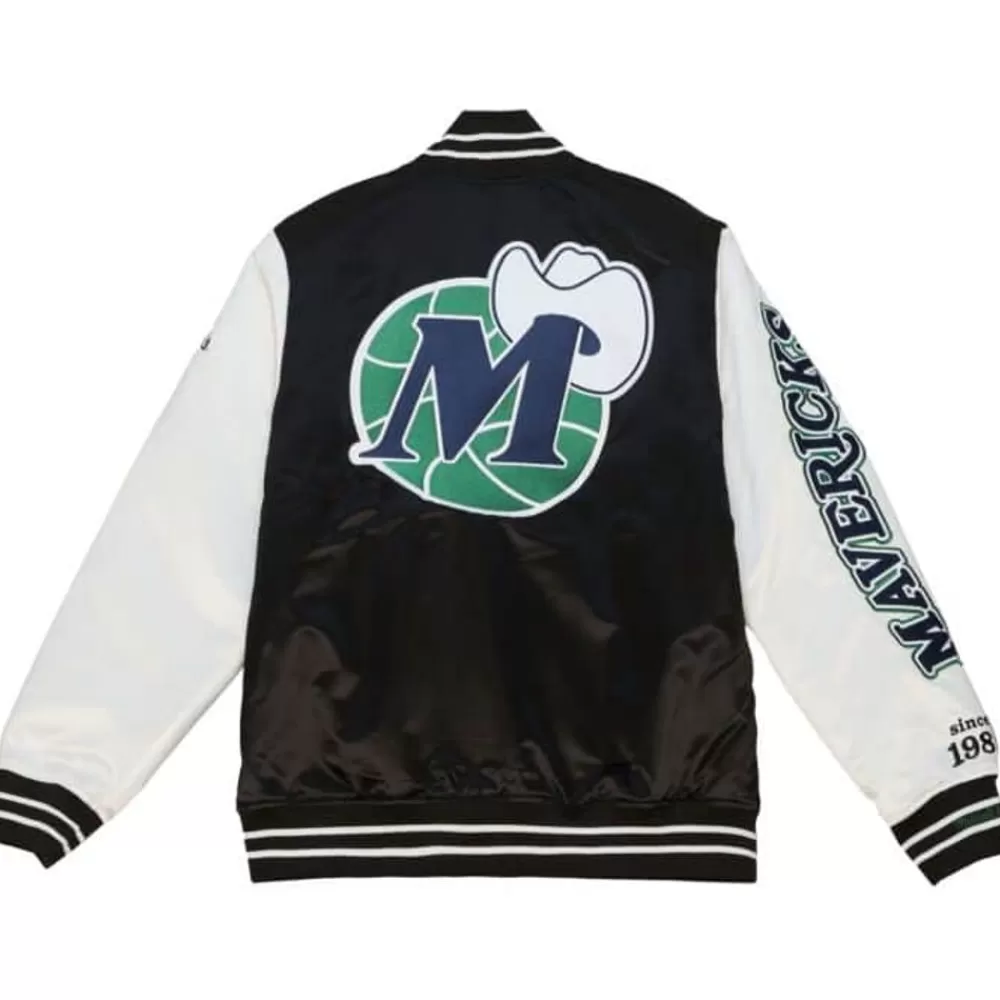 Apparel Mitchell & Ness Jackets & Outerwear-Team Origins Varsity Satin Jacket Dallas Mavericks