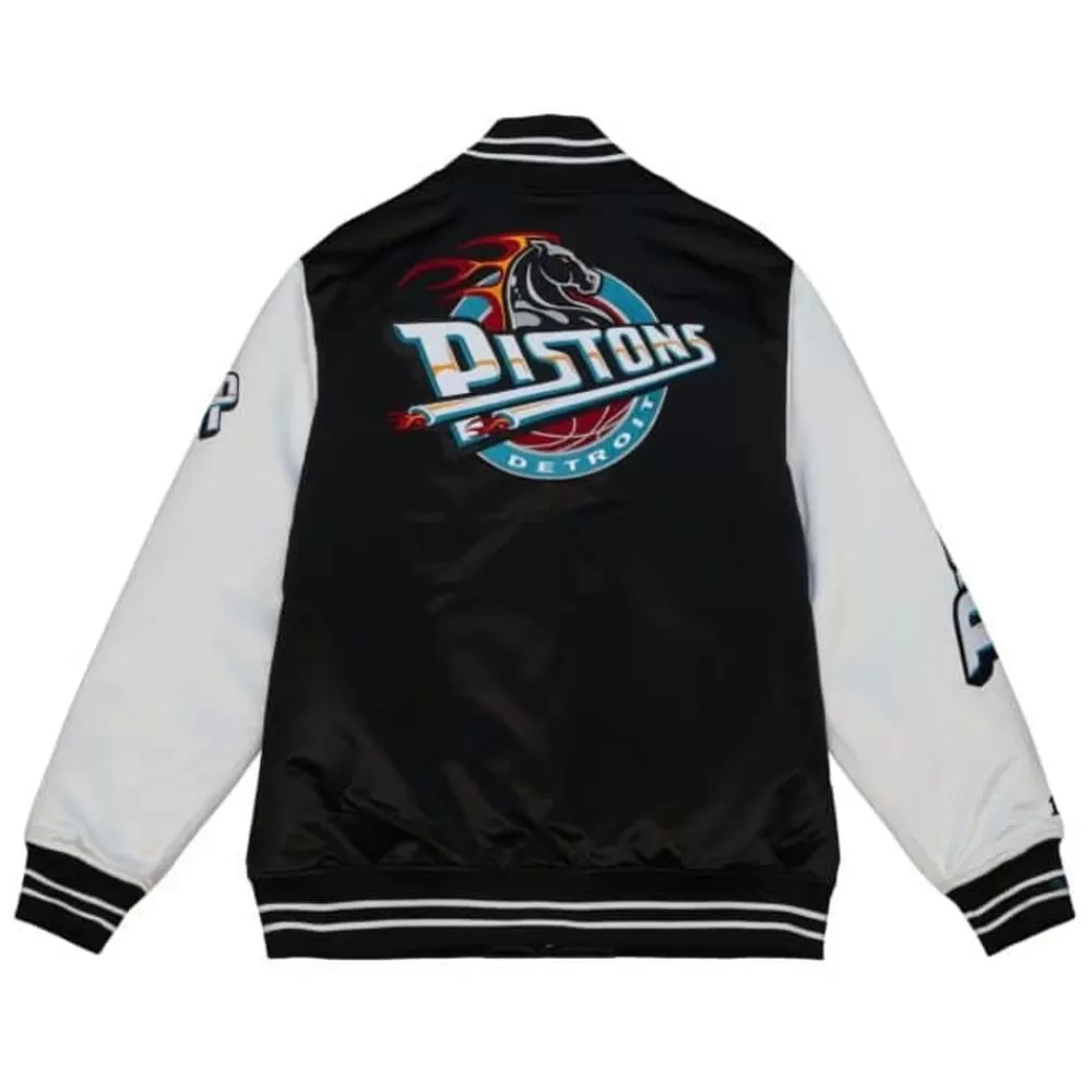 Apparel Mitchell & Ness Jackets & Outerwear-Team Origins Varsity Satin Jacket Detroit Pistons