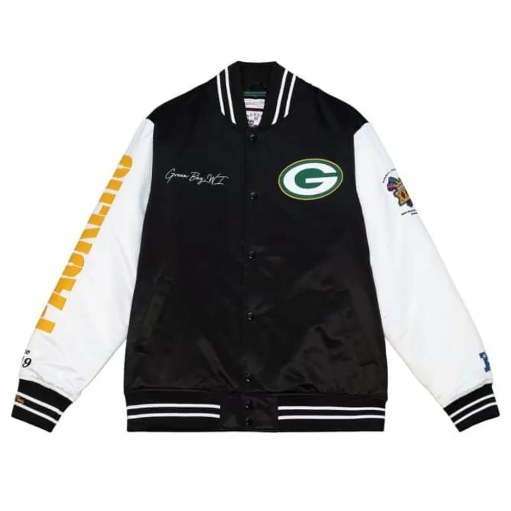 Apparel Mitchell & Ness Jackets & Outerwear-Team Origins Varsity Satin Jacket Green Bay Packers