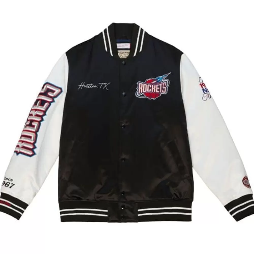 Apparel Mitchell & Ness Jackets & Outerwear-Team Origins Varsity Satin Jacket Houston Rockets