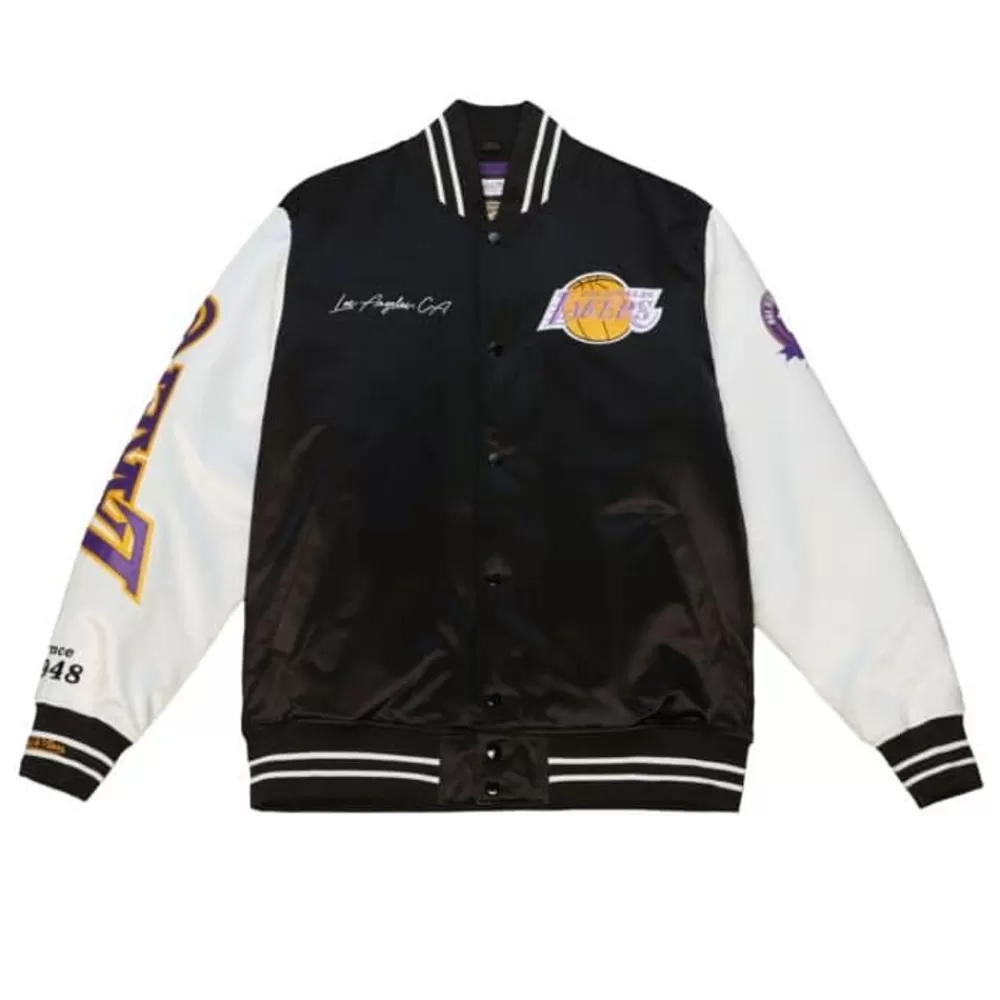 Apparel Mitchell & Ness Jackets & Outerwear-Team Origins Varsity Satin Jacket Los Angeles Lakers