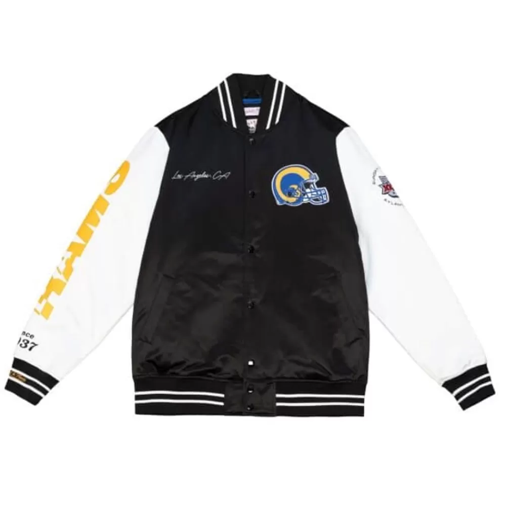 Apparel Mitchell & Ness Jackets & Outerwear-Team Origins Varsity Satin Jacket Los Angeles Rams