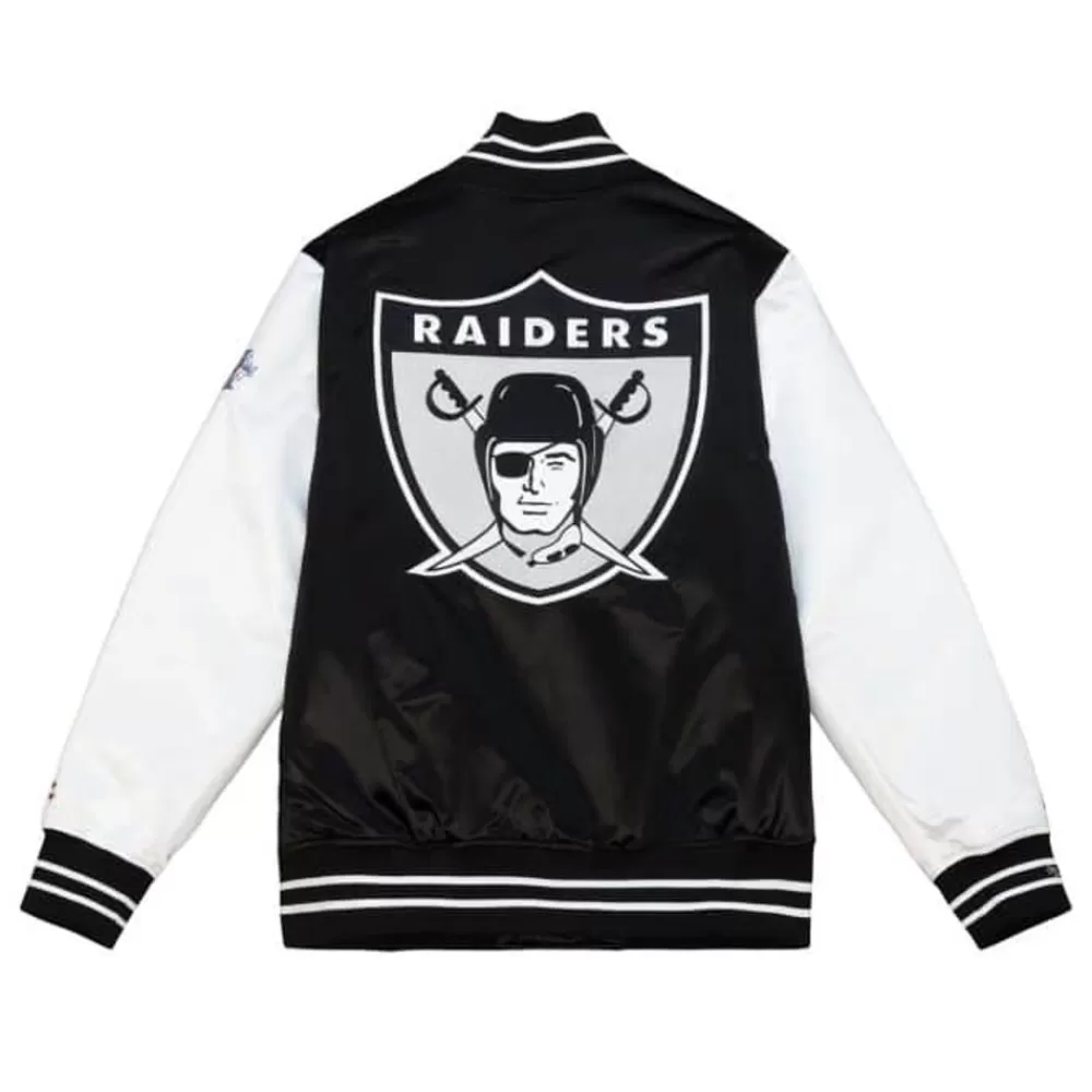 Apparel Mitchell & Ness Jackets & Outerwear-Team Origins Varsity Satin Jacket Oakland Raiders