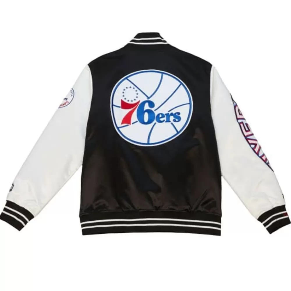 Apparel Mitchell & Ness Jackets & Outerwear-Team Origins Varsity Satin Jacket Philadelphia 76Ers