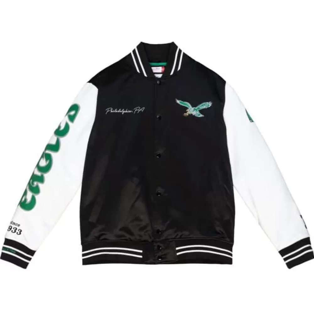 Apparel Mitchell & Ness Jackets & Outerwear-Team Origins Varsity Satin Jacket Philadelphia Eagles