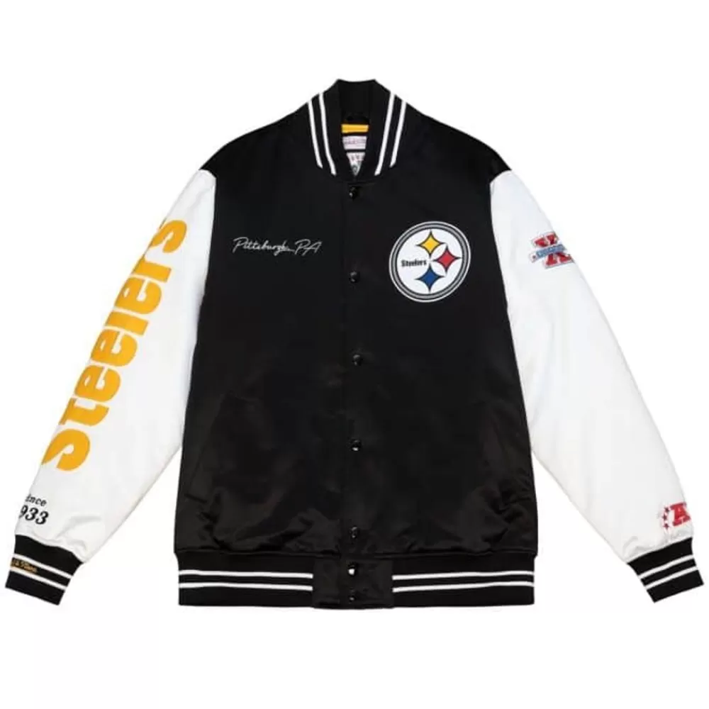 Apparel Mitchell & Ness Jackets & Outerwear-Team Origins Varsity Satin Jacket Pittsburgh Steelers