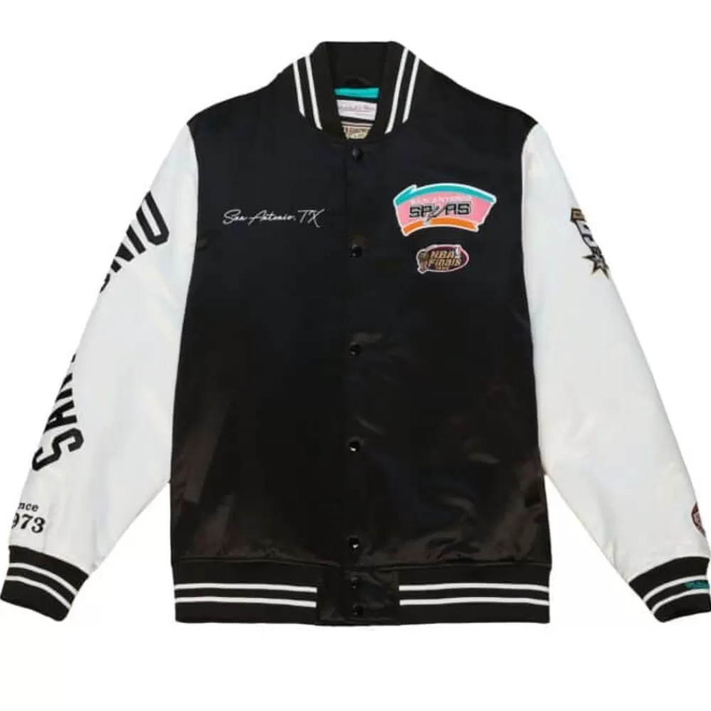 Apparel Mitchell & Ness Jackets & Outerwear-Team Origins Varsity Satin Jacket San Antonio Spurs