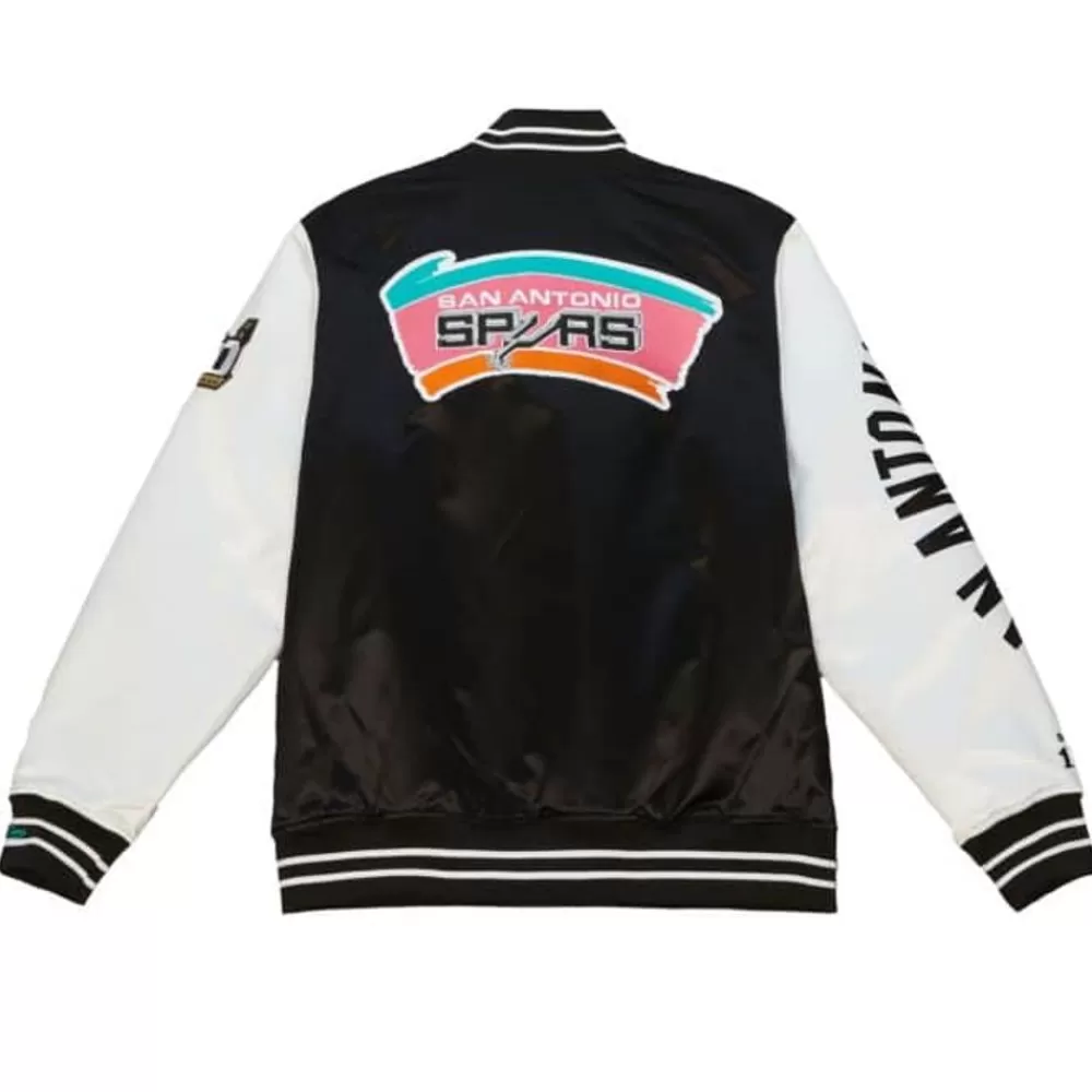 Apparel Mitchell & Ness Jackets & Outerwear-Team Origins Varsity Satin Jacket San Antonio Spurs