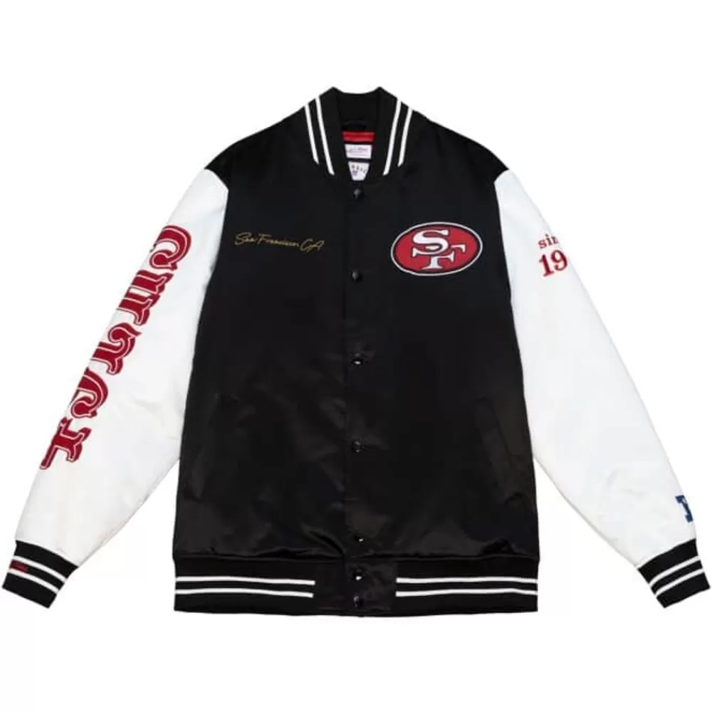 Apparel Mitchell & Ness Jackets & Outerwear-Team Origins Varsity Satin Jacket San Francisco 49Ers