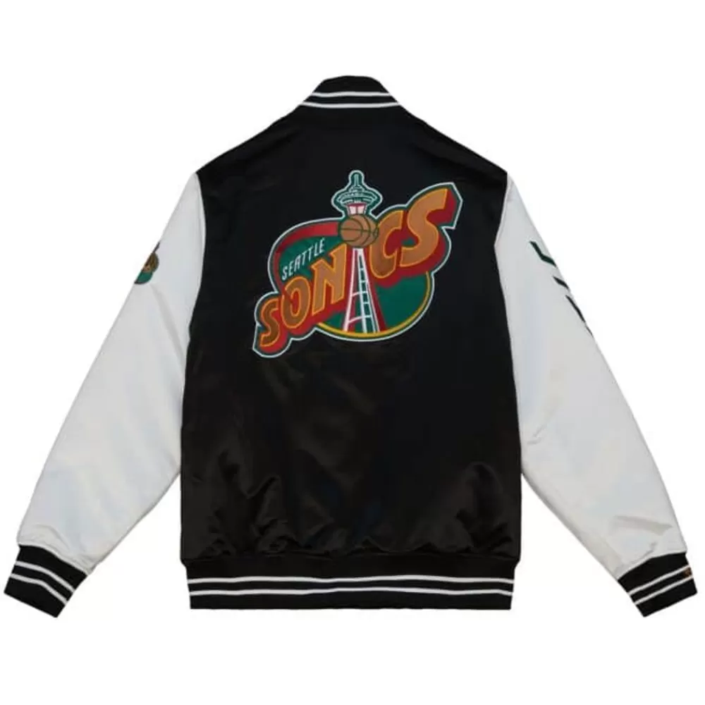 Apparel Mitchell & Ness Jackets & Outerwear-Team Origins Varsity Satin Jacket Seattle Supersonics