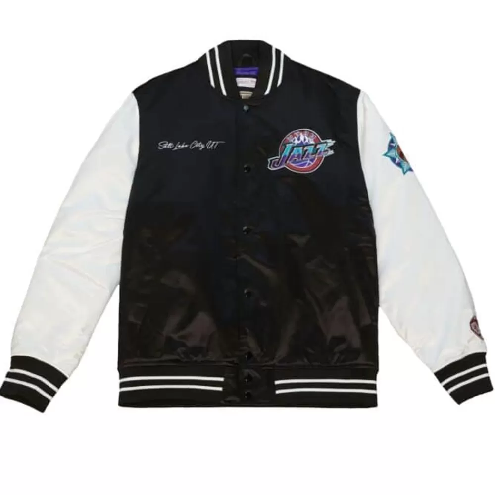 Apparel Mitchell & Ness Jackets & Outerwear-Team Origins Varsity Satin Jacket Utah Jazz