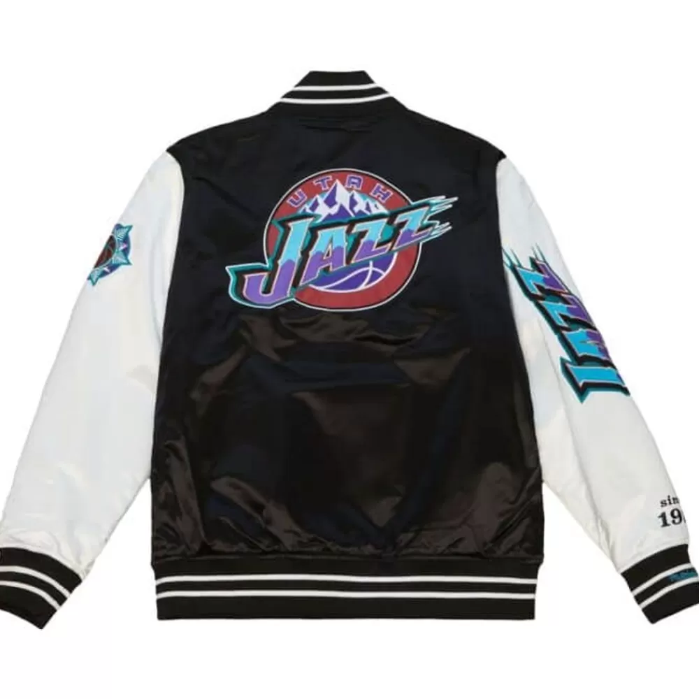 Apparel Mitchell & Ness Jackets & Outerwear-Team Origins Varsity Satin Jacket Utah Jazz