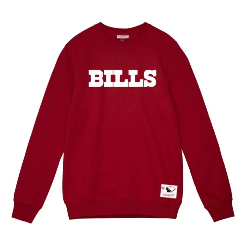 Apparel Mitchell & Ness Hoodies & Sweatshirts-Team Wordmark 1 Crew Buffalo Bills