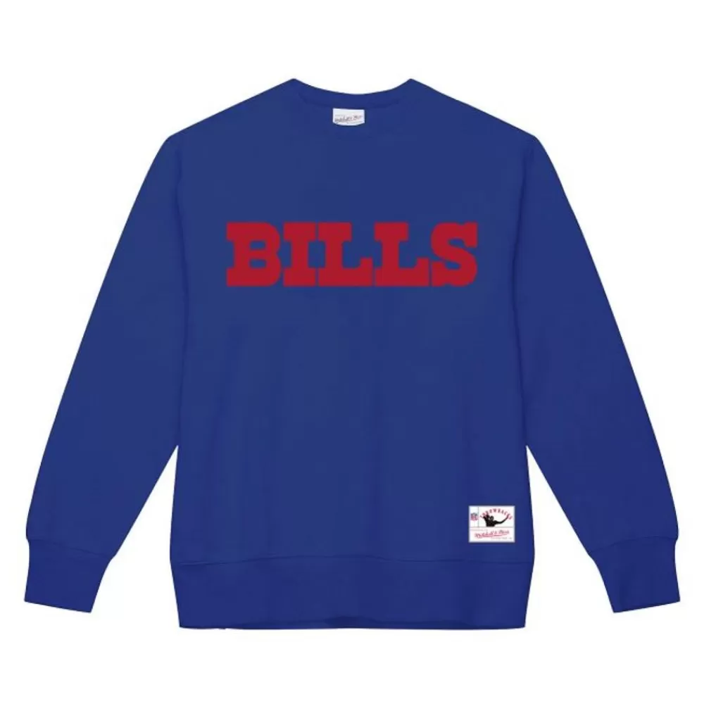 Apparel Mitchell & Ness Hoodies & Sweatshirts-Team Wordmark 1 Crew Buffalo Bills