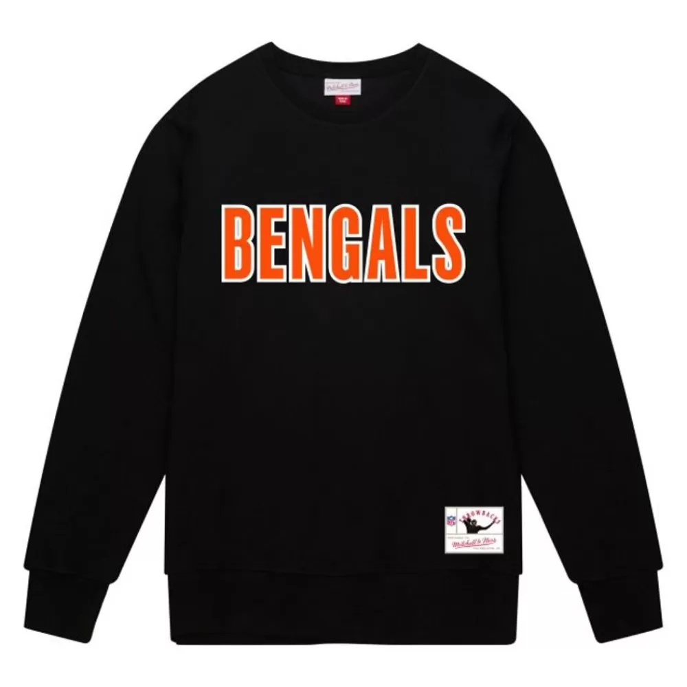 Apparel Mitchell & Ness Hoodies & Sweatshirts-Team Wordmark 1 Crew Cincinnati Bengals
