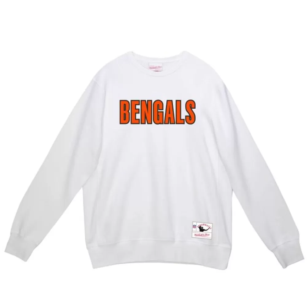 Apparel Mitchell & Ness Hoodies & Sweatshirts-Team Wordmark 1 Crew Cincinnati Bengals