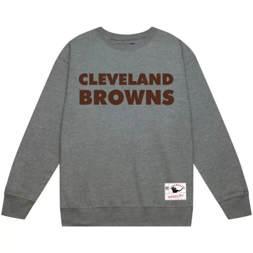 Apparel Mitchell & Ness Hoodies & Sweatshirts-Team Wordmark 1 Crew Cleveland Browns