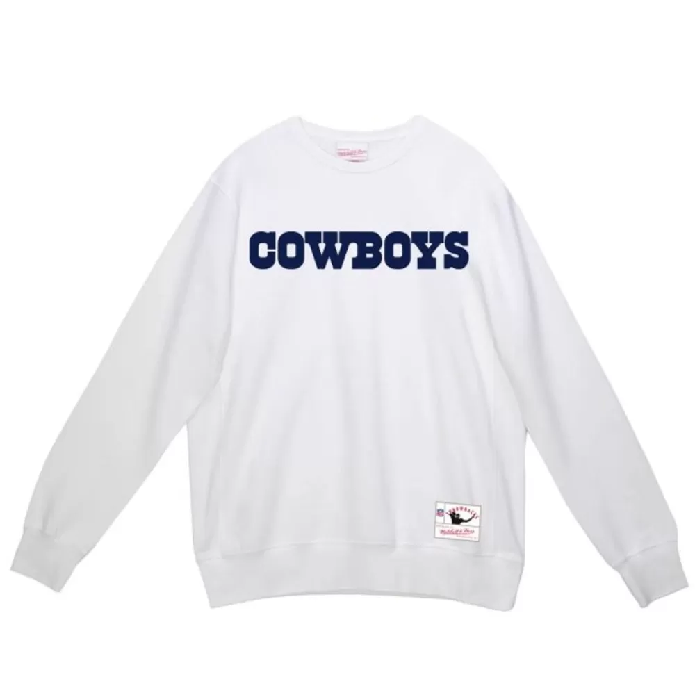 Apparel Mitchell & Ness Hoodies & Sweatshirts-Team Wordmark 1 Crew Dallas Cowboys
