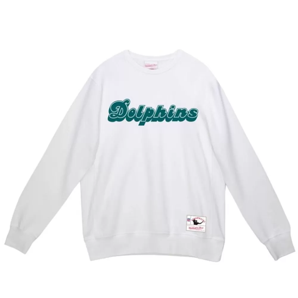 Apparel Mitchell & Ness Hoodies & Sweatshirts-Team Wordmark 1 Crew Miami Dolphins