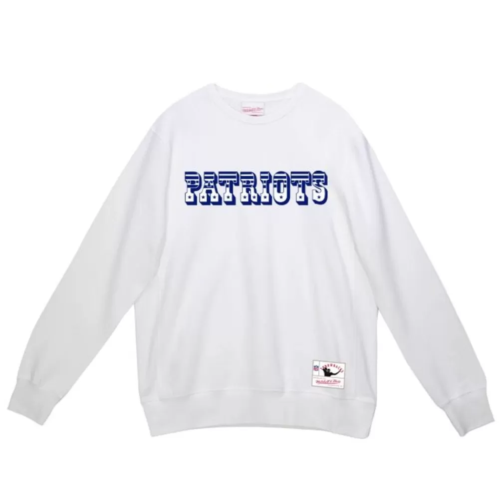 Apparel Mitchell & Ness Hoodies & Sweatshirts-Team Wordmark 1 Crew New England Patriots