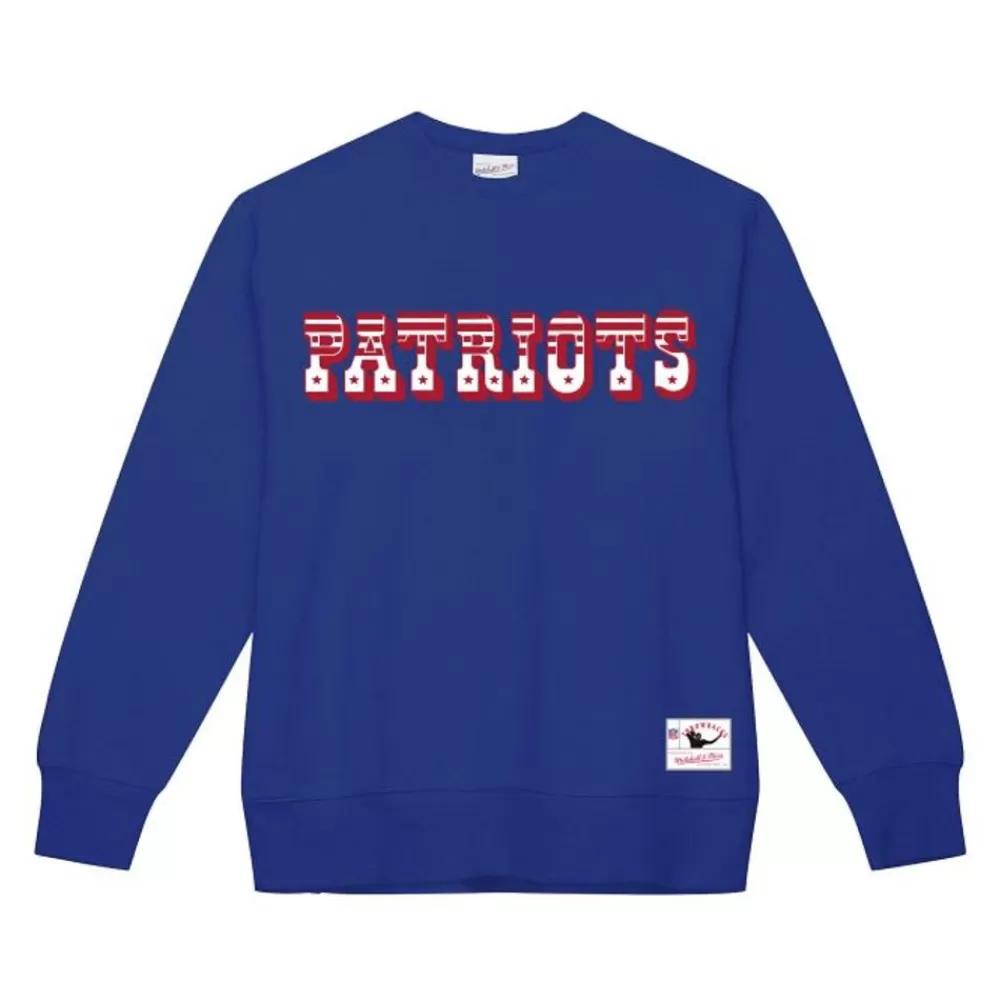 Apparel Mitchell & Ness Hoodies & Sweatshirts-Team Wordmark 1 Crew New England Patriots
