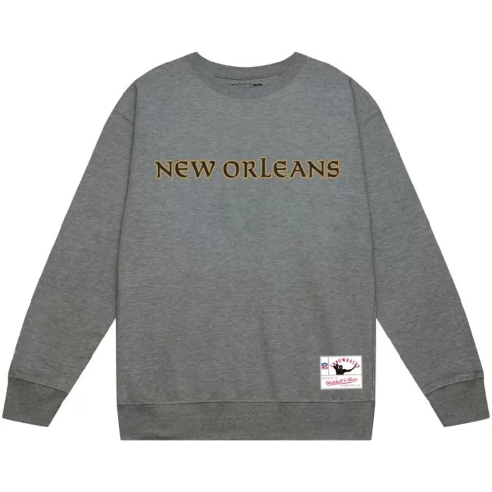 Apparel Mitchell & Ness Hoodies & Sweatshirts-Team Wordmark 1 Crew New Orleans Saints